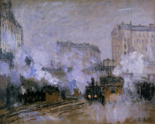 Репродукция картины "вокзал сен-лазар, прибытие поезда" художника "моне клод"
