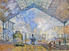 Репродукция картины "вокзал сен-лазар, вид снаружи" художника "моне клод"