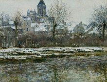 Картина "церковь в ветёе, снег" художника "моне клод"
