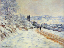 Репродукция картины "дорога на ветёй, снежный эффект" художника "моне клод"