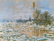 Картина "вскрытие льда, лаванкур, пасмурная погода" художника "моне клод"