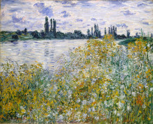Картина "остров цветов на сене близ ветёя" художника "моне клод"