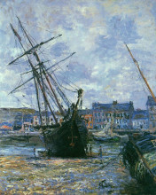 Картина "лодки во время отлива в фекаме" художника "моне клод"