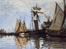 Репродукция картины "лодки в порту онфлёра" художника "моне клод"