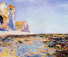 Копия картины "побережье и скалы в пурвиле, утренний эффект" художника "моне клод"
