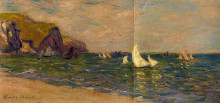 Репродукция картины "парусники в море, пурвиль" художника "моне клод"