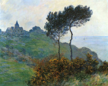 Картина "церковь в варанжевиле, пасмурная погода" художника "моне клод"