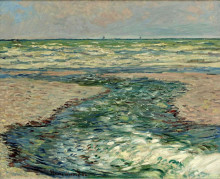 Копия картины "побережье в пурвиле, отлив" художника "моне клод"
