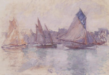 Репродукция картины "лодки в порту гавра" художника "моне клод"