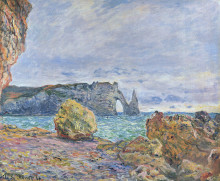 Репродукция картины "этрета, побережье и порт д&#39;аваль" художника "моне клод"