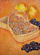 Репродукция картины "корзина винограда, айвы и груши" художника "моне клод"