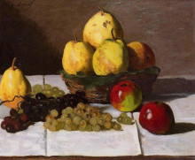 Копия картины "натюрморт с грушами и виноградом" художника "моне клод"
