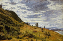 Копия картины "прогулка по скалам в сент-адрес" художника "моне клод"