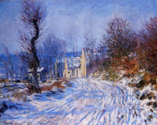 Копия картины "дорога в живерни зимой" художника "моне клод"