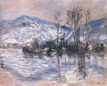 Копия картины "сена в порт-вийе, эффект снега" художника "моне клод"