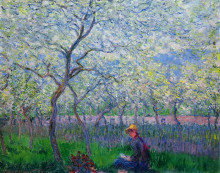 Репродукция картины "фруктовый сад весной" художника "моне клод"