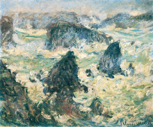 Картина "шторм на побережье в бель-иль" художника "моне клод"