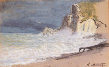 Репродукция картины "маннпорт, зтрета. меж скалами. шторм" художника "моне клод"