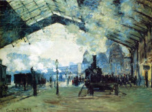 Репродукция картины "вокзал сен-лазар, нормандский поезд" художника "моне клод"