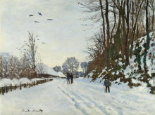 Репродукция картины "дорога на ферму сен-симон зимой" художника "моне клод"
