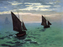 Репродукция картины "рыбацкие лодки в море" художника "моне клод"