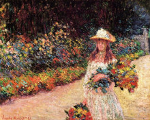 Копия картины "девушка в саду живерни" художника "моне клод"