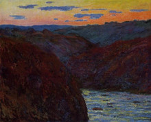 Репродукция картины "долина креза, закат" художника "моне клод"