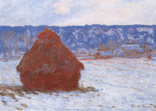Репродукция картины "стог сена в пасмурную погоду, эффект снега" художника "моне клод"