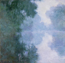 Репродукция картины "утро на сене близ живерни, туман" художника "моне клод"