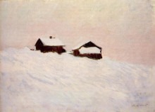Копия картины "дома в снегу" художника "моне клод"