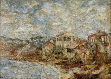 Репродукция картины "seascape near marseille (fantastic village)" художника "монтичелли адольф жозеф тома"
