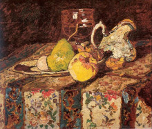 Копия картины "still life with white pitcher" художника "монтичелли адольф жозеф тома"