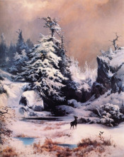 Репродукция картины "winter in the rockies" художника "моран томас"