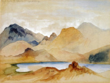 Копия картины "cinnabar mountain, yellowstone river (watercolour)" художника "моран томас"