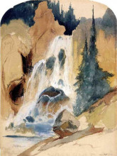 Репродукция картины "crystal falls (watercolour)" художника "моран томас"