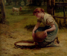 Репродукция картины "milk for the calves" художника "морган фредерик"