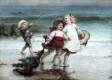 Репродукция картины "sea horses" художника "морган фредерик"