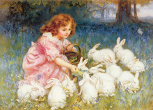 Копия картины "feeding the rabbits" художника "морган фредерик"