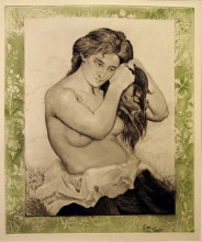 Репродукция картины "nude woman combing her hair" художника "морен шарль"