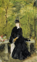 Репродукция картины "young lady seated on a bench" художника "моризо берта"