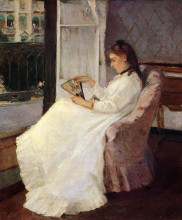 Картина "the artist&#39;s sister at a window" художника "моризо берта"