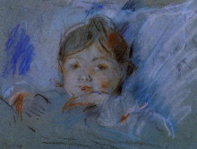 Картина "child in bed" художника "моризо берта"