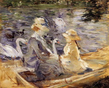 Копия картины "on the lake in the bois de boulogne" художника "моризо берта"