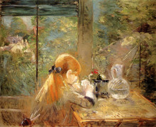 Картина "red haired girl sitting on a veranda" художника "моризо берта"