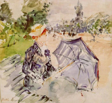 Картина "lady with a parasol sitting in a park" художника "моризо берта"