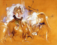 Репродукция картины "portrait of berthe morisot and her daughter" художника "моризо берта"