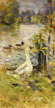 Репродукция картины "the goose" художника "моризо берта"