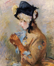 Копия картины "woman wearing gloves (aka the parisian)" художника "моризо берта"