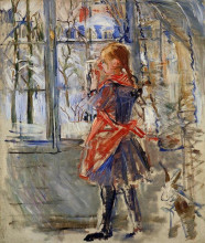 Репродукция картины "child with a red apron" художника "моризо берта"