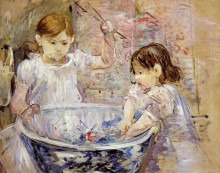 Картина "children at the basin" художника "моризо берта"